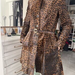 Chaser Brown Leopard Print Trench Coat